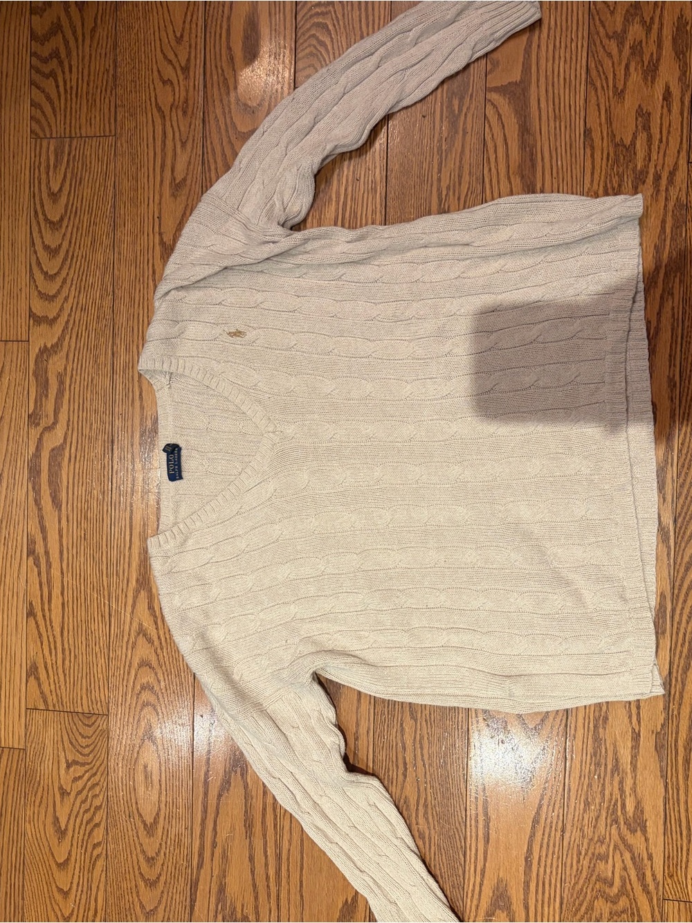 Ralph Lauren Men's Cable-Knit V-Neck Sweater in Cream